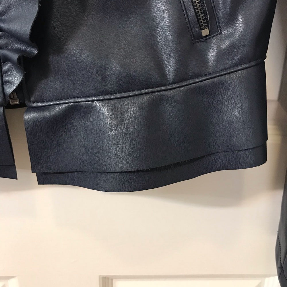 New, Zara Faux Leather Jacket with Ruffle Trim - Picture 7 of 9